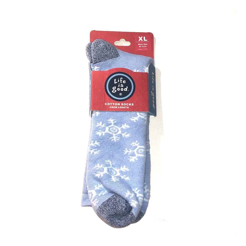 New Life is Good Snowflake Socks Crew XL